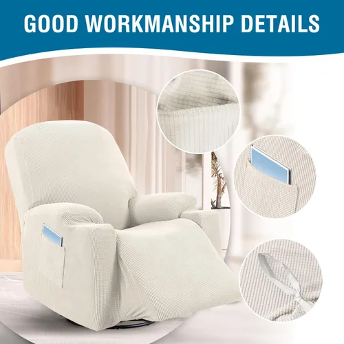 Miniatura 4 de H.VERSAILTEX Funda elástica para sillón reclinable, funda para silla reclinable de elevación eléctrica, ajustable estándar con bolsillo lateral