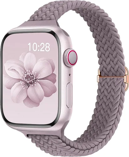 Miniatura 9 de Slim Braided Bands for Apple Watch Band 40mm 41mm 42mm 38mm 46mm 44mm 45mm 49mm Women,Stretchy Solo Loop Nylon Elastic Thin Narrow Skinny Strap for