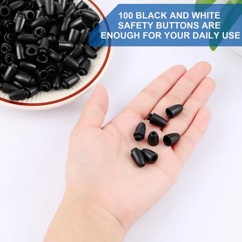 Miniatura 4 de WILLBOND 100 cierres separables para collares, cierres de pulsera de seguridad de plástico para cordón, conectores de barril de cuentas para Negro