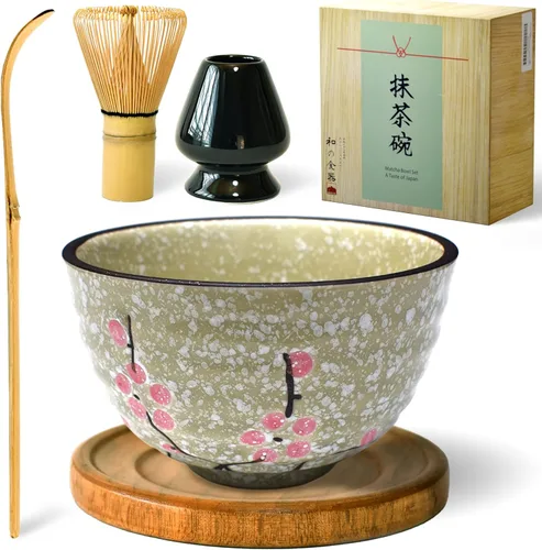 Miniatura 10 de Juego de batidor de matcha, cuenco de chawan, juego de té japonés, cuenco de cerámica para matcha Chasen Scoop APEX S.K. Premium japonés ceremonial