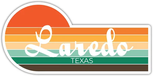 Laredo Texas - Calcomanía retro vintage de 2 x 1.25 pulgadas, diseño estético de la ciudad de los años 70