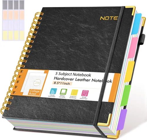 Miniatura 30 de Cuadernos en espiral de 8.5 x 11 pulgadas para trabajar con pestañas divisorias extraíbles, 300 páginas, cuaderno de 5 materias con rayas
