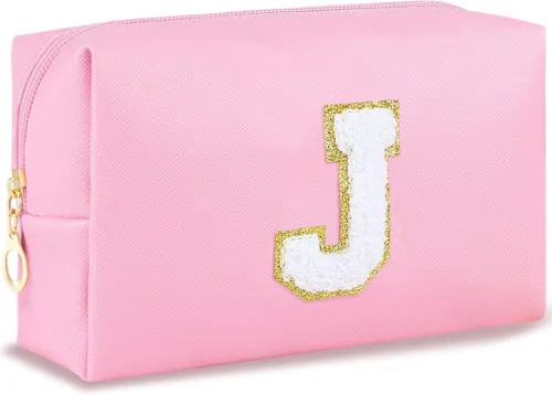 Miniatura 127 de URSKYTOUS Regalos para niñas, bolsa de maquillaje con inicial, bolsa de cosméticos personalizada con cremallera, bonita bolsa de aseo de viaje, Azul