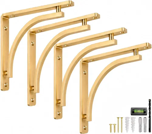 Miniatura 10 de Balin Designs - Soportes clásicos negros resistentes para estantes de 8 pulgadas, soporte en L, soporte para montaje en pared, soporte de metal