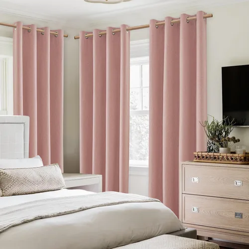 Miniatura 3 de Homeideas Cortinas Rosa Claro 100% Opacas de 84 Pulgadas de Largo, Gruesas Cortinas de Lino Sintético/Mezcla de Lino Texturizadas, Lindas Cortinas