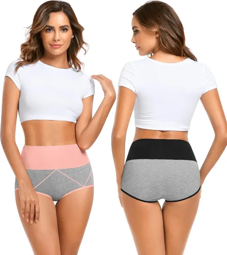 Miniatura 3 de MISSWHO Ropa interior de algodón de cintura alta para mujer, cobertura completa, suave, de doble capa, con banda en la cintura