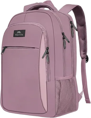 Miniatura 14 de MATEIN - Mochila de viaje para laptop, mochila empresarial antirrobo, delgada, resistente, puerto de carga USB, impermeable, para universidad o Gris