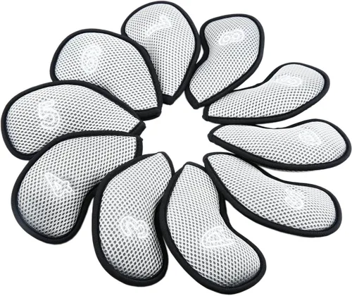 Miniatura 8 de 10 unids/pack nuevo Meshy Golf Iron Covers Set Golf Club Head Cover Fit Most Irons