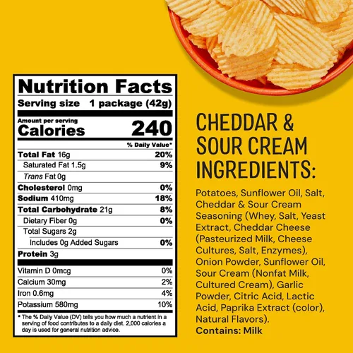 Miniatura 2 de The Good Crisp Company Cheddar Sour Cream - Papas fritas con corte arrugado, 1.5 onzas (paquete de 15)