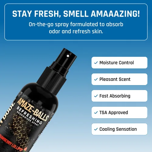 Miniatura 32 de Derm Dude Amaze Ball - Desodorante en aerosol para hombres Spray antirozaduras para ingle y saco con DeoPlex y aloe vera Control de olores