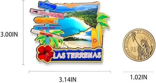 Miniatura 3 de Las Terrenas - Imán para nevera con imán de madera en 3D, para viajes, coleccionables, recuerdos, decoración hecha a mano, 2