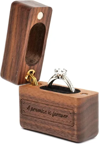 Miniatura 2 de Yookin Caja de anillo de madera portátil, caja de anillo de madera, compromiso, propuestas, ceremonia de boda, caja de anillo de exhibición