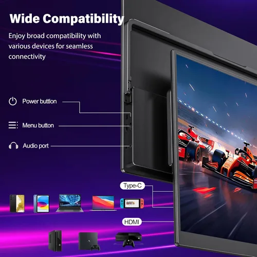 Miniatura 6 de InnoView Monitor portátil de 15.6 "+16" Monitor portátil para portátil con funda protectora Soporte ajustable de 90° integrado USB C HDMI Ultra-Slim