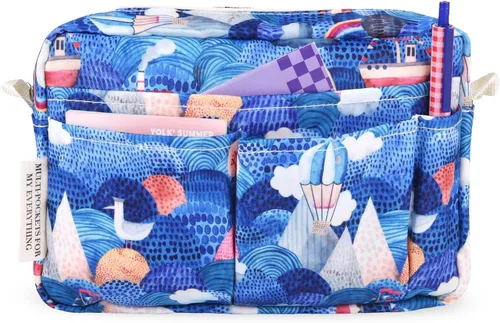 Miniatura 15 de qianshan Organizador de Portafolio con Múltiples Bolsillos, Bolsa de Cosméticos Impermeable con Cremallera de Viaje, Bolsa de Almacenamiento