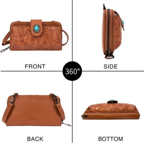 Miniatura 7 de Bolso de mano para mujer, bolso grande con asa superior, bolso de hombro con bolsas cruzadas pequeñas, carteras vintage occidentales en relieve