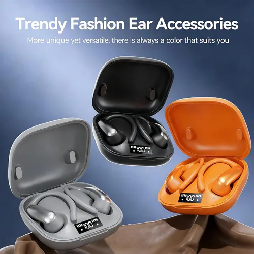 Miniatura 7 de Auriculares inalámbricos de oreja abierta Bluetooth 6.0, color negro Sport Earbuds, 5hrs Playback with Charging Case, Over-Ear Hook In-Ear