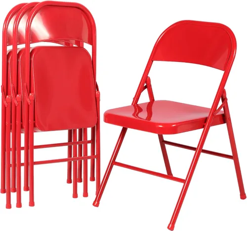 Miniatura 14 de VECELO Paquete de 8 sillas plegables con marco de metal, asiento de acero con triple soporte para oficina en casa, ahorro de espacio sin montaje