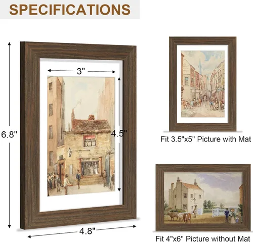 Miniatura 6 de Vittanly - Marco de fotos de 4 x 6 pulgadas de madera maciza con plexiglás, incluye paspartú de 3,5 x 5, para colgar en la pared o poner sobre una