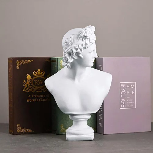 Miniatura 2 de Estatua clásica griega de busto de David Man de 11.8 pulgadas, escultura de resina grande de resina romana Apolo para decoración del hogar
