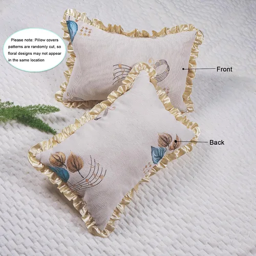 Miniatura 4 de SZHELEJIAM Juego de 2 fundas de almohada con volantes de 12 x 20 pulgadas, fundas de cojín decorativas de felpilla suave jacquard para sofá