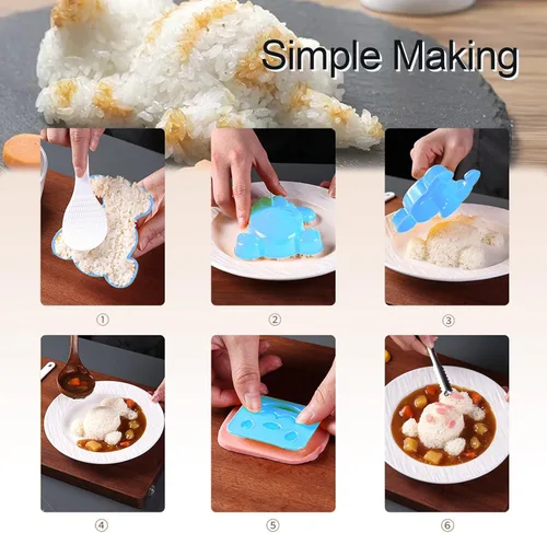 Miniatura 5 de HIBILDER Molde de bola de arroz – Perro en forma de perro, 1/2 taza, plástico, animal, niños almuerzo Bento accesorios