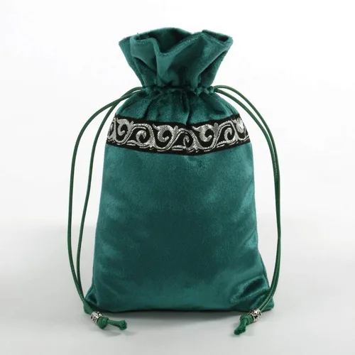 Miniatura 5 de BLESSUME Mantel de tarot de altar adivinación Wicca terciopelo cuadrado con bolsa de tarot (verde)