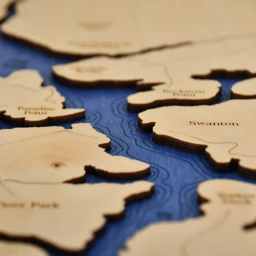 Miniatura 3 de Sea & Soul Deep Creek Lake - Reloj de pared de madera de 24 pulgadas, fabricado con orgullo en los Estados Unidos, arte de cartas náuticas, regalos