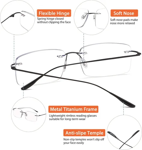 Miniatura 4 de K.LAVER Gafas de lectura bifocales fotocromáticas Gafas de luz anti-azul Gafas de sol de transición sin montura Mujeres Hombres Lectores de sol