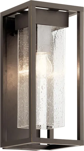 Miniatura 14 de Kichler Mercer 59060BSL - Lámpara de pared para exteriores de 12 pulgadas en color negro, aplique de pared exterior de 1 luz con vidrio transparente