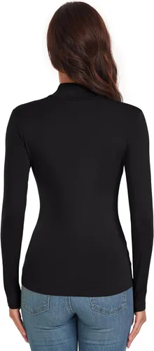 Miniatura 5 de ACIEMR Camisetas de manga larga con cuello alto falso para mujer, ajustadas, básicas, para mujer