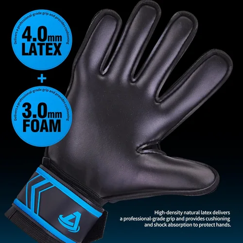Miniatura 2 de Guantes de portero con protección para los dedos, guantes de fútbol transpirables con agarre adicional, unisex, para jóvenes y adultos, negro/verde