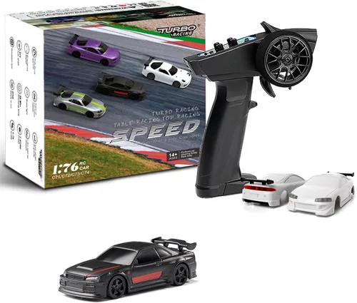 Miniatura 10 de FLYCOLOR Turbo Racing 1:76 C82 RC Truck Car Full Proporciontional RC Mini Sports Car Control remoto para adultos Regalo (negro)