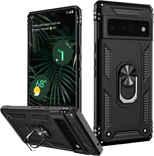 Miniatura 89 de LUMARKE Funda para Google Pixel 5 con protector de pantalla, pasa 16 pies, probada en caídas, grado militar, con soporte de anillo magnético, Rojo