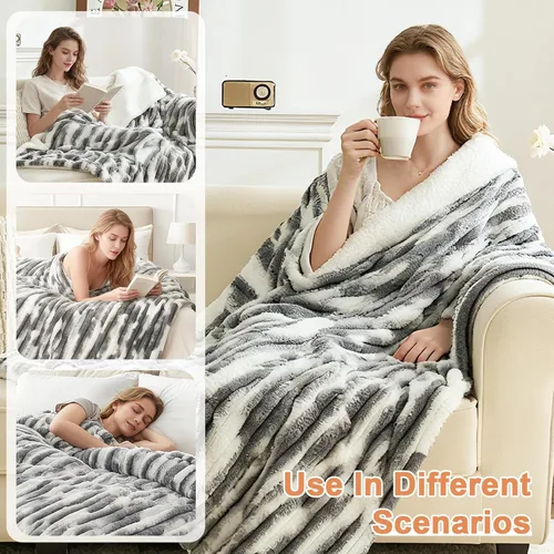 Miniatura 7 de Manta térmica individual de 62 x 84 pulgadas, manta eléctrica de cama de calentamiento rápido con 6 niveles de calefacción y 10 horas de apagado
