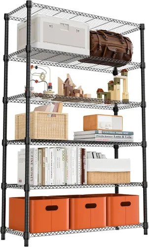 Miniatura 22 de M MZG Estante de alambre de acero resistente ajustable de 1000 libras, con 4 estantes, unidad de almacenamiento ajustable con rueda para cocina