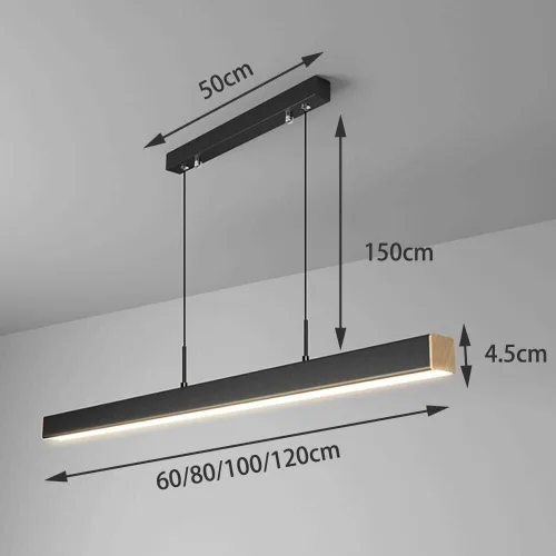 Miniatura 4 de Isla de cocina negra larga barra colgante Candelabros modernos 4000K luces colgantes creativas lineales lámparas de suspensión para sala de estar