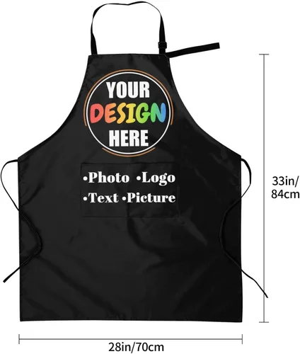 Miniatura 2 de Delantales de cocina personalizados para hombres y mujeres con bolsillos, personalizable, foto, logotipo, imagen, nombre, chef cocinero, delantal