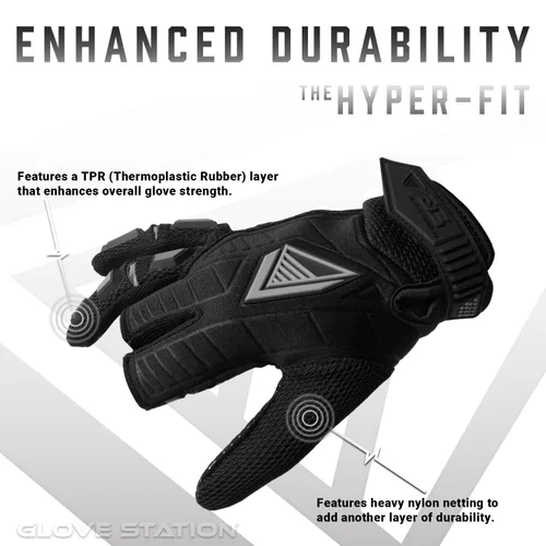 Miniatura 2 de Glove Station Hyper-Fit - Guantes tácticos de tiro y trabajo - Gris, Grande - Diseño de 2 dedos sin cubrir, equipo de paintball y airsoft