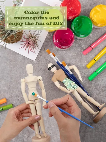 Miniatura 7 de ANPHSIN Soporte de Madera para Plantas de Aire de 2 Tamaños - Soporte Único Articulado de Maniquí para Plantas de Aire con Poses Ajustables
