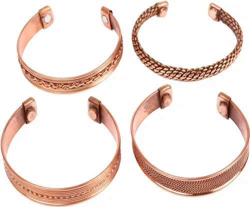 Miniatura 30 de Pulseras de cobre Touchstone regalo para hombres y mujeres joyería magnética 100% pura y sólida ajustable juego de pulseras hechas a mano