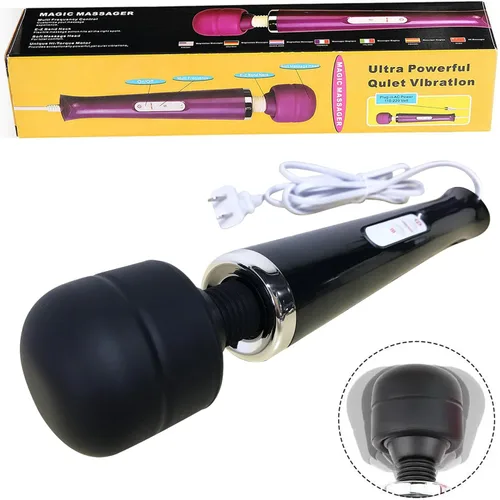 Masajeador de potencia vibratoria, herramienta grande, masaje eléctrico deportivo para mujeres, masajeador muscular de tejido profundo de mano, Negro