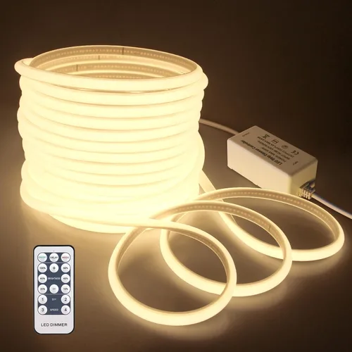 Miniatura 9 de Tira de luces LED COB de 5 M para dormitorio, 16.4 pies, luces LED de cuerda para exteriores, impermeable, blanco cálido, CA de 110 V ~ 120 V