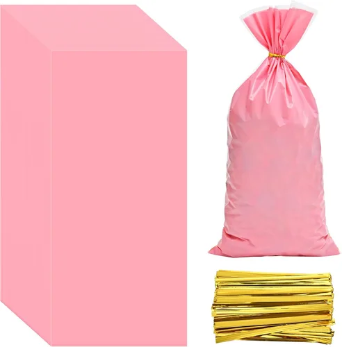 Miniatura 12 de Lecpeting 100 bolsas de celofán, bolsas de plástico para dulces con lazos giratorios para envoltura de regalo, cumpleaños, boda, baby shower