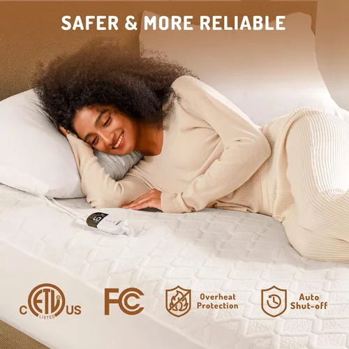 Miniatura 5 de Degrees of Comfort - Cubrecolchón térmico California King, calentador de cama eléctrico con dos controladores, 6 niveles de calefacción, apagado