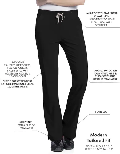Miniatura 2 de Landau Women's Urbane Performance Tailored Fit Stretch 6-pkt Cargo Scrub Pants 9312