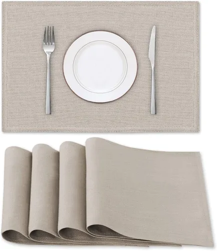Miniatura 22 de H.VERSAILTEX Juego de 4 manteles individuales de lino de alta calidad para mesa de comedor, a prueba de derrames, impermeables, resistentes al