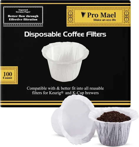 Miniatura 19 de Pro Mael Filtros de café desechables K Cup de papel para cafeteras Keurig de una sola porción 1.0 y 2.0, uso con cápsulas reutilizables K Cup