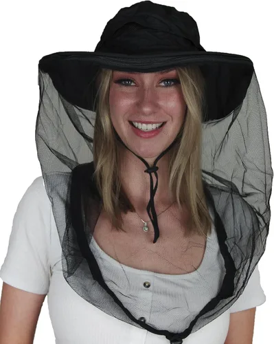 Mosquito Head Net Hat, Providing a Physical Barrier to Help Keep Mosquitoes and Bugs Away from Your Face Gorra negra