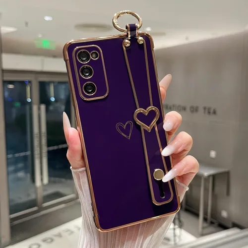 Miniatura 38 de ZTOFERA Funda diseñada para Samsung Galaxy S20 FE 5G, borde chapado de lujo, patrón de corazones de amor con pulsera y función atril, protección