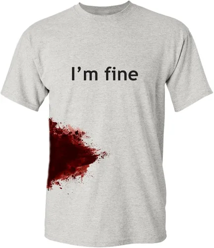 Camiseta con estampados divertidos con humor zombi y texto en inglés "I'm Fine", camiseta divertida de zombi para Halloween